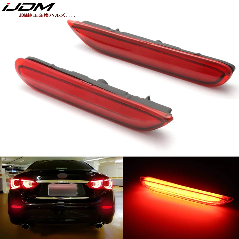 iJDM LED Bumper Reflector Marker Lights For Infiniti Q50 QX30 QX60 QX56 QX80 Nissan LED Brake Lights w/Sequential Turn Signal