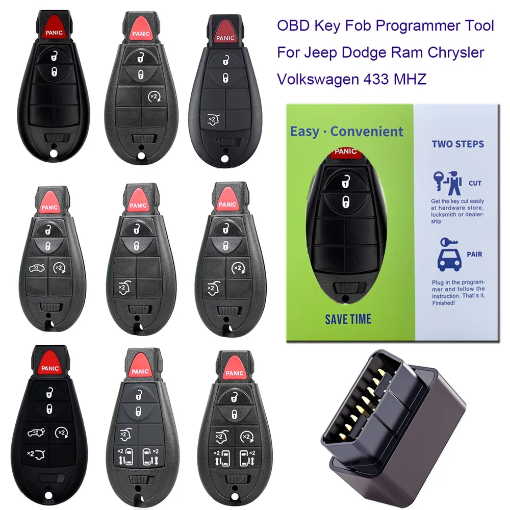 OBD Key Fob Programmer Tool with Keyless Entry Remote Compatible For Jeep Dodge Ram Chrysler Volkswagen programing online