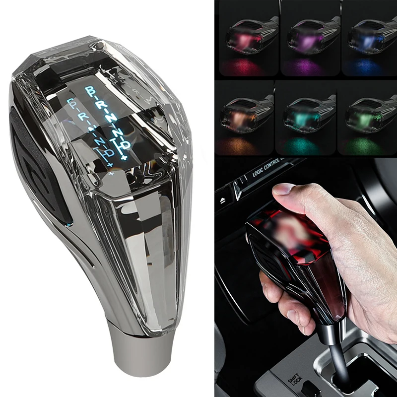 Custom Logo Universal Car Crystal Led Shift Knob Touch Activated illuminated LED Light Gear Shift Knob Head Car Accessories
