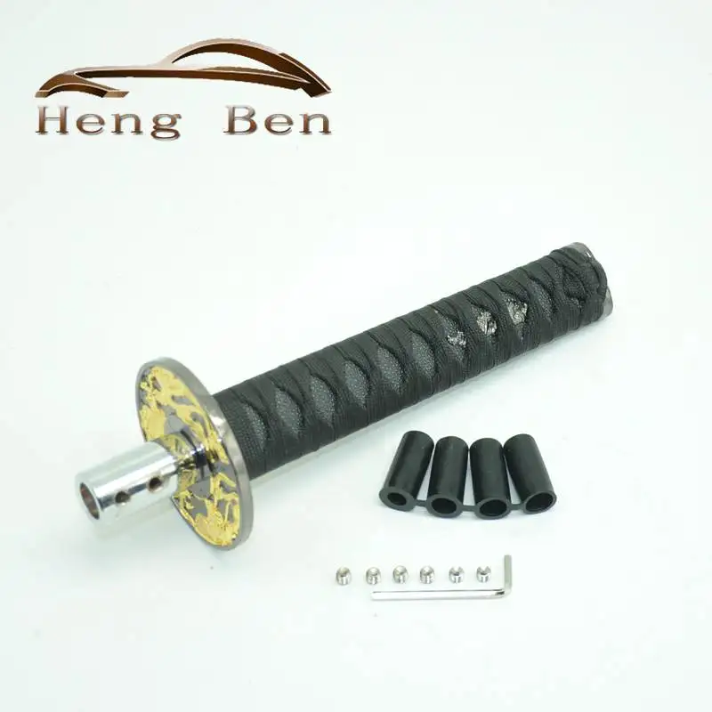 200mm JDM Short Samurai Gold Dragon Sword Shift Knob Metal Weighted Katana Shifter For Universal car