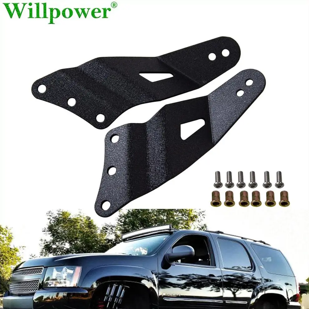 SUV Car 50" Curved Lightbar Upper Windshield Mount LED Light Bar Bracket For Chevy 99-06 Silverado 1500 2500 3500 Tahoe Suburban