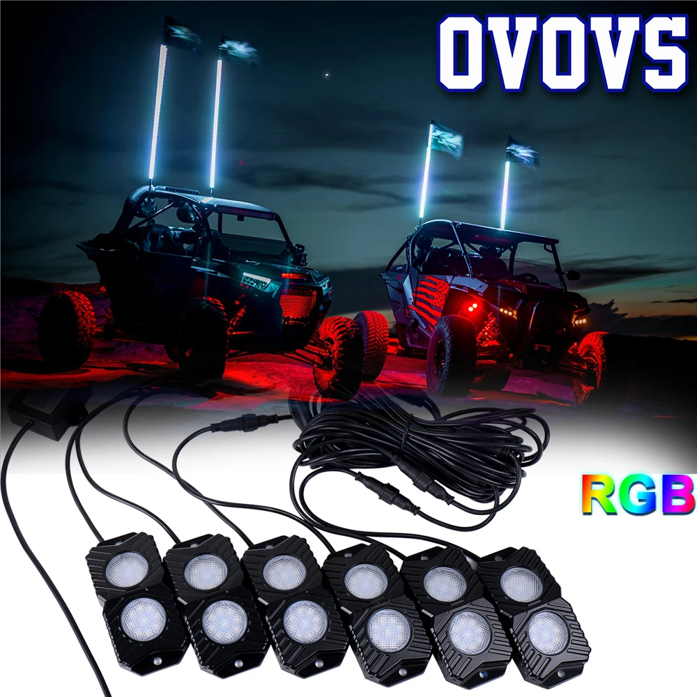 RGB LED Rock Light 6 Pods Lights Multimode APP Bluetooth Control Neon Lights for ATV UTV 4x4 Boat Car Vehicle Underbody