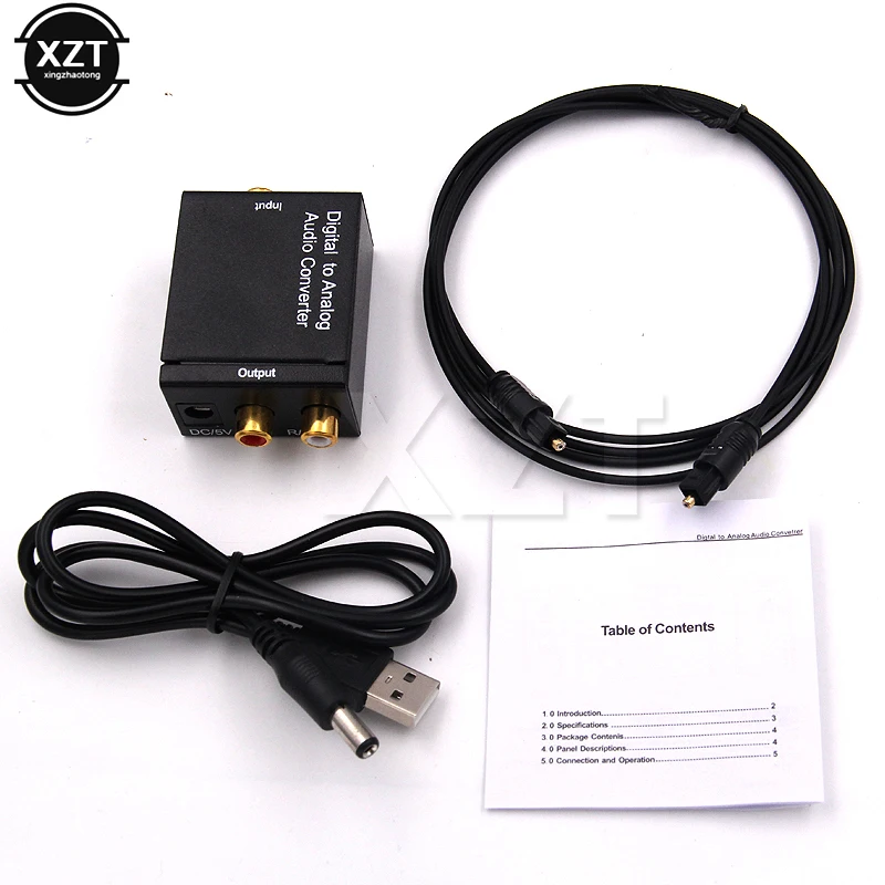 Digital Optical Coaxial Toslink Signal To Analog Audio Converter Adapter RCA Digital To Analog Audio Converter Adapter