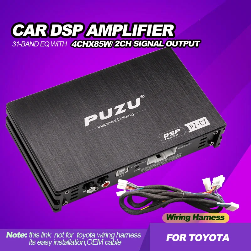 PUZU Car DSP amplifier with factory cable fit for toyota cars built in 4CH to 6ch for subwoofer RCA output audio processor