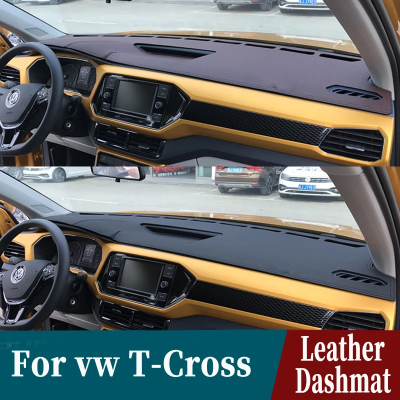 For Volkswagen vw T-Cross 2018 2019 2020 Leather Dashmat Dashboard Cover Car Pad Dash Mat SunShade Carpet Custom Accessories