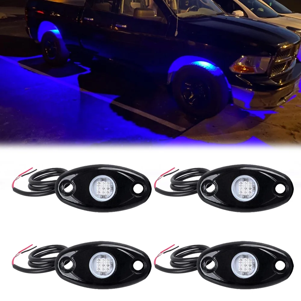 4pcs White LED Rock Light 4Pods Lights For JEEP Off Road Truck Car ATV Under Body