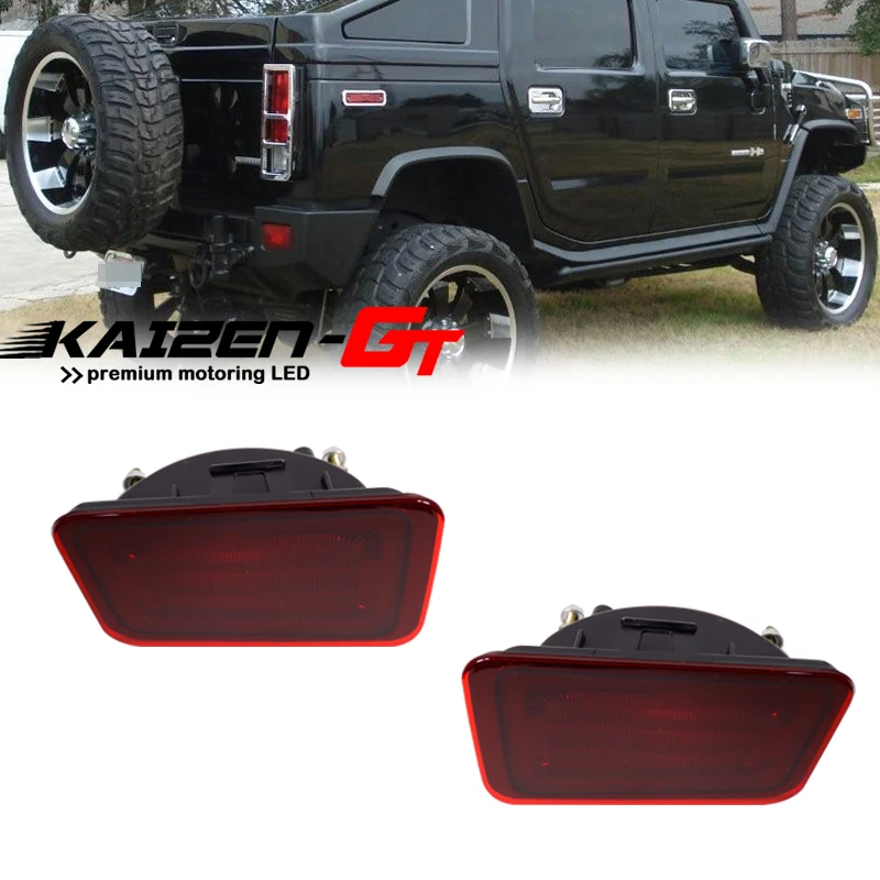 Red/Smoked Lens Car Rear Bumper Reflector Tail Light Cover Housings Kit For 2005-2009 Hummer H2, No Bulb/Socket Car Accessories