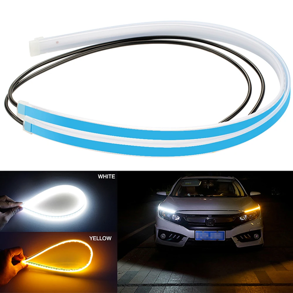 2Pcs DRL LED Light Bar Strip Car Flexible Daytime Running Lamps LED Strip Headlight Turn Signal Lights Tube Fit For Any Cars 12V