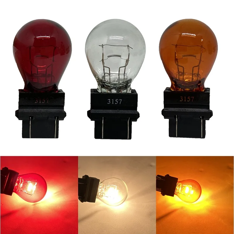 1pcs T25 3157 3156 P27/7W Halogen lamp White Red Yellow Turn signal light Brake Lights Reverse Lamp DRL Car Tail Bulb DC12V