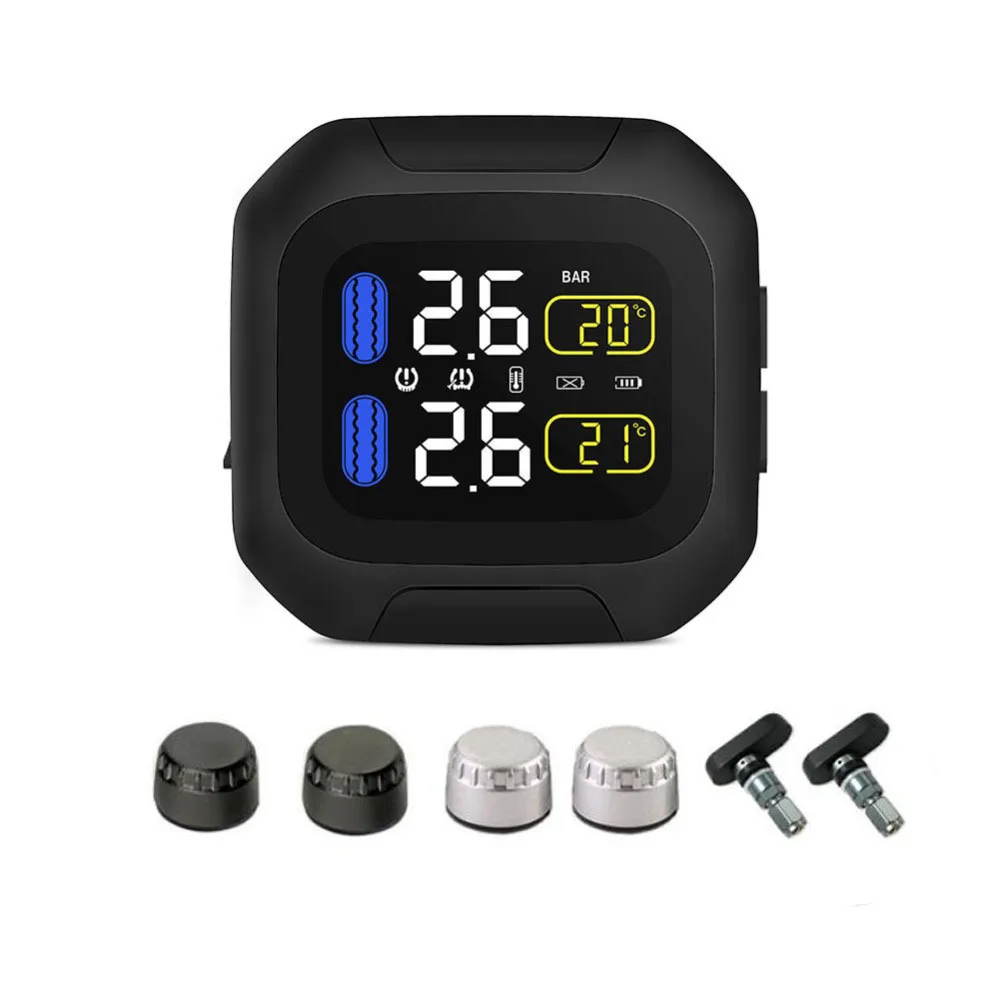 Wireless Motorcycle TPMS Tire Pressure Monitoring System Motor Tyre  Alarm 2  Sensor Tools for BMW for Kawasaki
