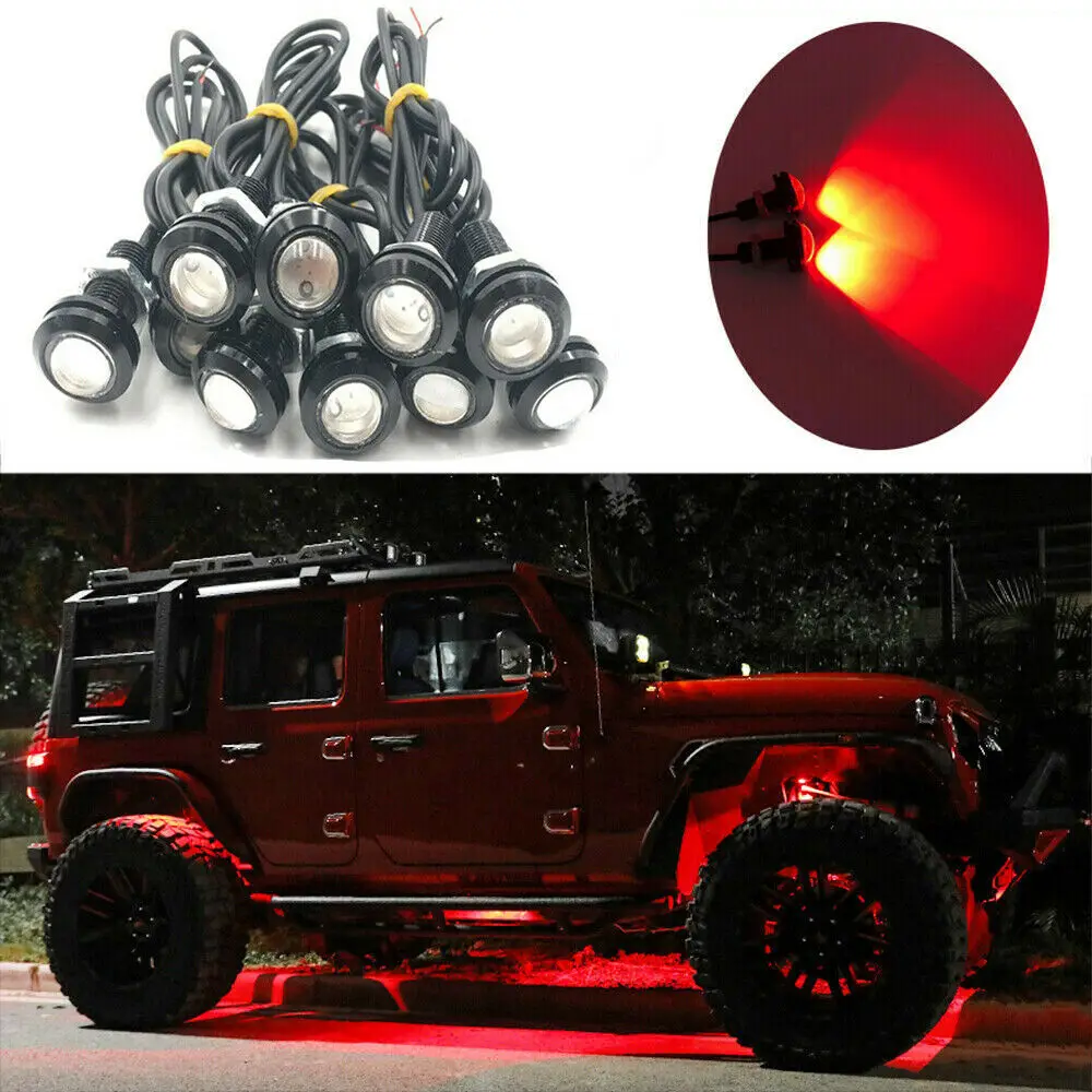 10x Red LED Rock Light ATV SUV Off-Road Truck Underbody Trail Rig Waterproof