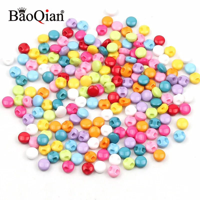 100Pcs 9mm Mixed Round Resin Buttons Clothing Flatback Cabochon Scrapbooking Crafts Fit Sewing Decoration Accessories