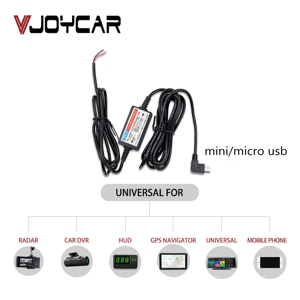 DC 12V to 5V 2A 3.5M Car Charger Cable Mini USB Hardwire Charger Cord Auto Charging Kit for Vehicle DVR Hud Car Diagnostic Tools