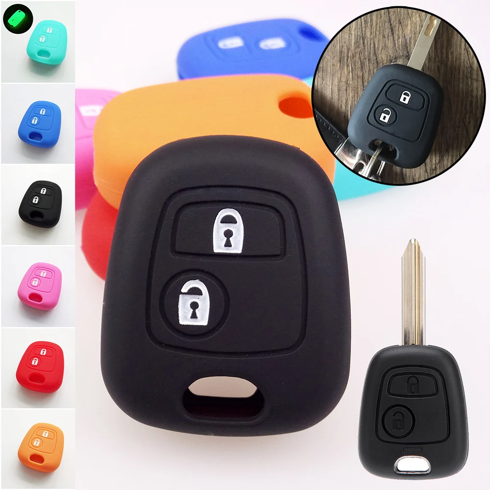2 BUTTON SILICONE KEY COVER FIT FOR CITROEN C1 C2 C3 C4 XSARA PICASSO PEUGEOT 106 107 206 207 307 FORTOYOTA AYGO REMOTE CASE FOB