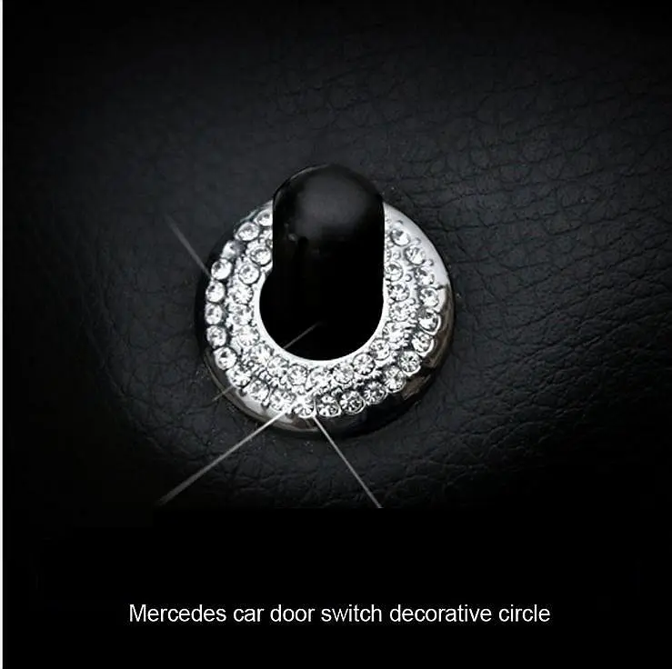 Button lid decoration Car door bolt cover trim Rhinestone sequin decal sticker for Me/rcedes/Be/nz C/class C180L C200L GLC200