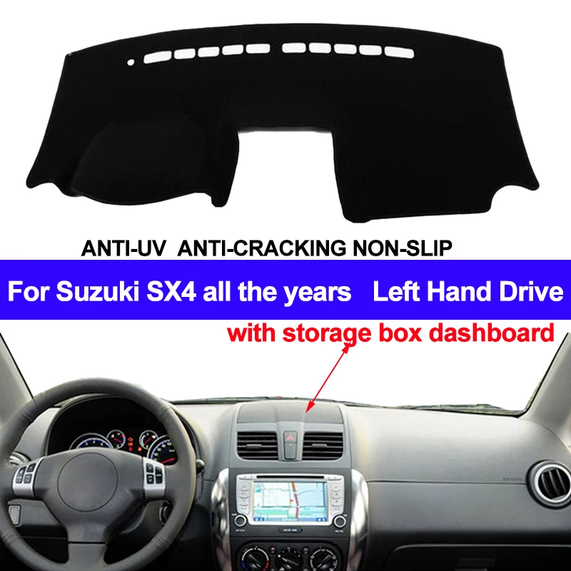 TAIJS Car Dashboard Cover For Suzuki SX4 With Storage Box Dashmat Carpet Anti-UV Sun Shade Automobile Dash Board Carpet Pad