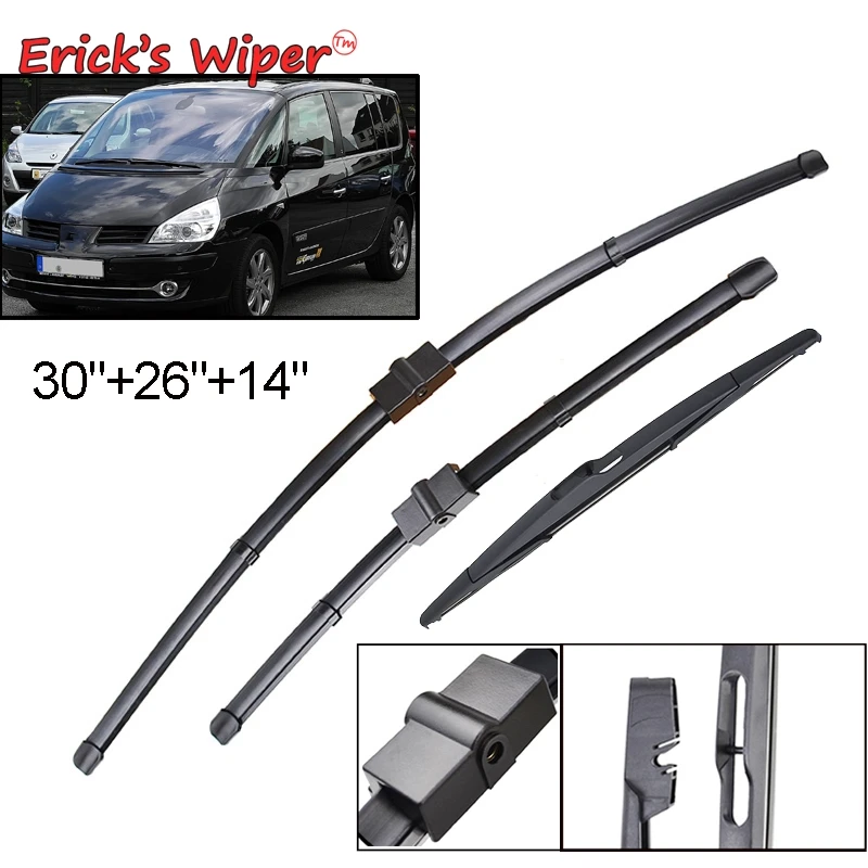Erick's Wiper Front & Rear Wiper Blades Set For Renault Espace IV 2002 - 2014 Windshield Windscreen Window Brushes 30"+26"+14"