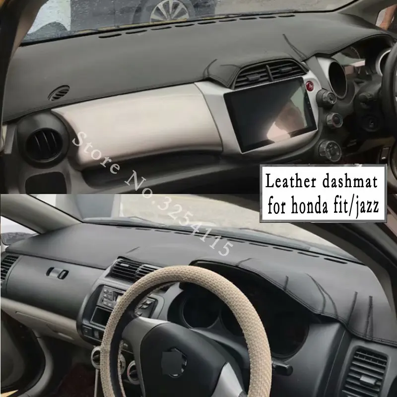 For Honda Fit jazz 2001-2019 Leather Dashmat Dashboard Cover Car Pad Dash Mat SunShade Carpet Custom 2008 2009 2014 2015 RHD