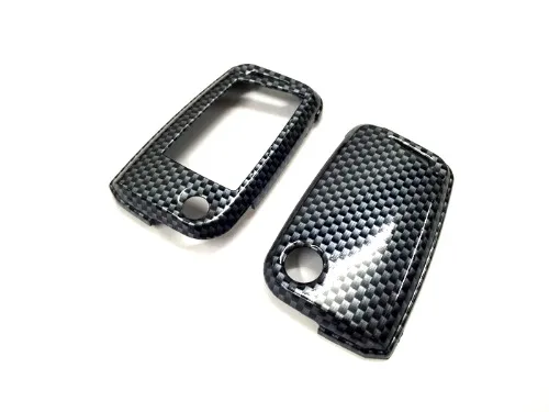 Hard Plastic Keyless Remote Key Fob Flip Key Protection Case Cover (Gloss Carbon Fiber Printing) For VW Volkswagen Golf MK7