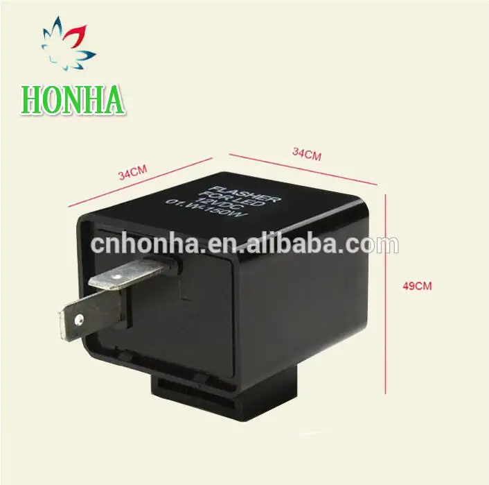 Black 12V 2 Pin Fix Flasher Blinker Turn Signal Relay Motorcycle Motorbike LED Indicator Light