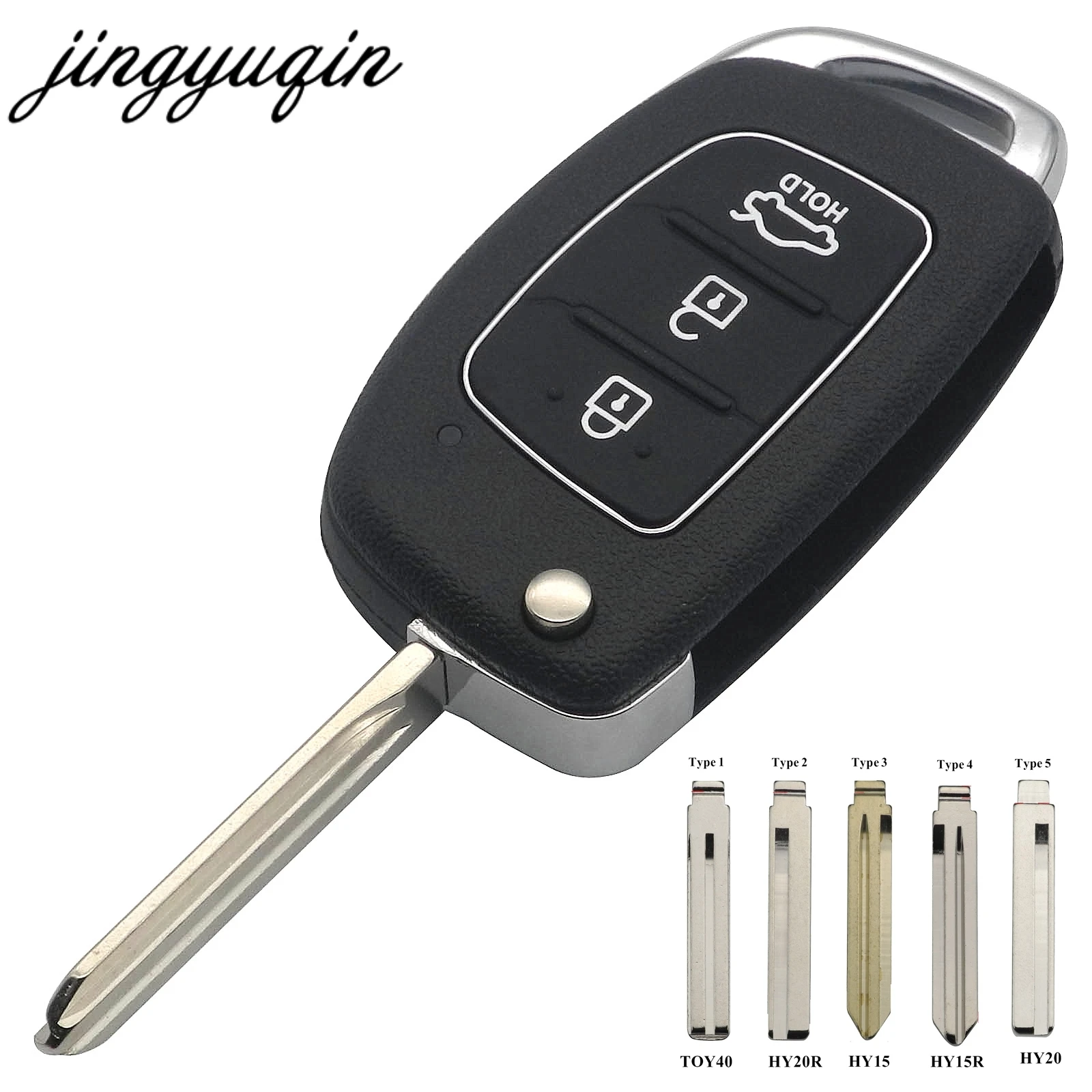 jingyuqin HY15/HY20/TOY40 Flip Remote Key Shell Fob For Hyundai Solaris ix35 ix45 ELANTRA Santa Fe HB20 Verna Solaris 3 Buttons