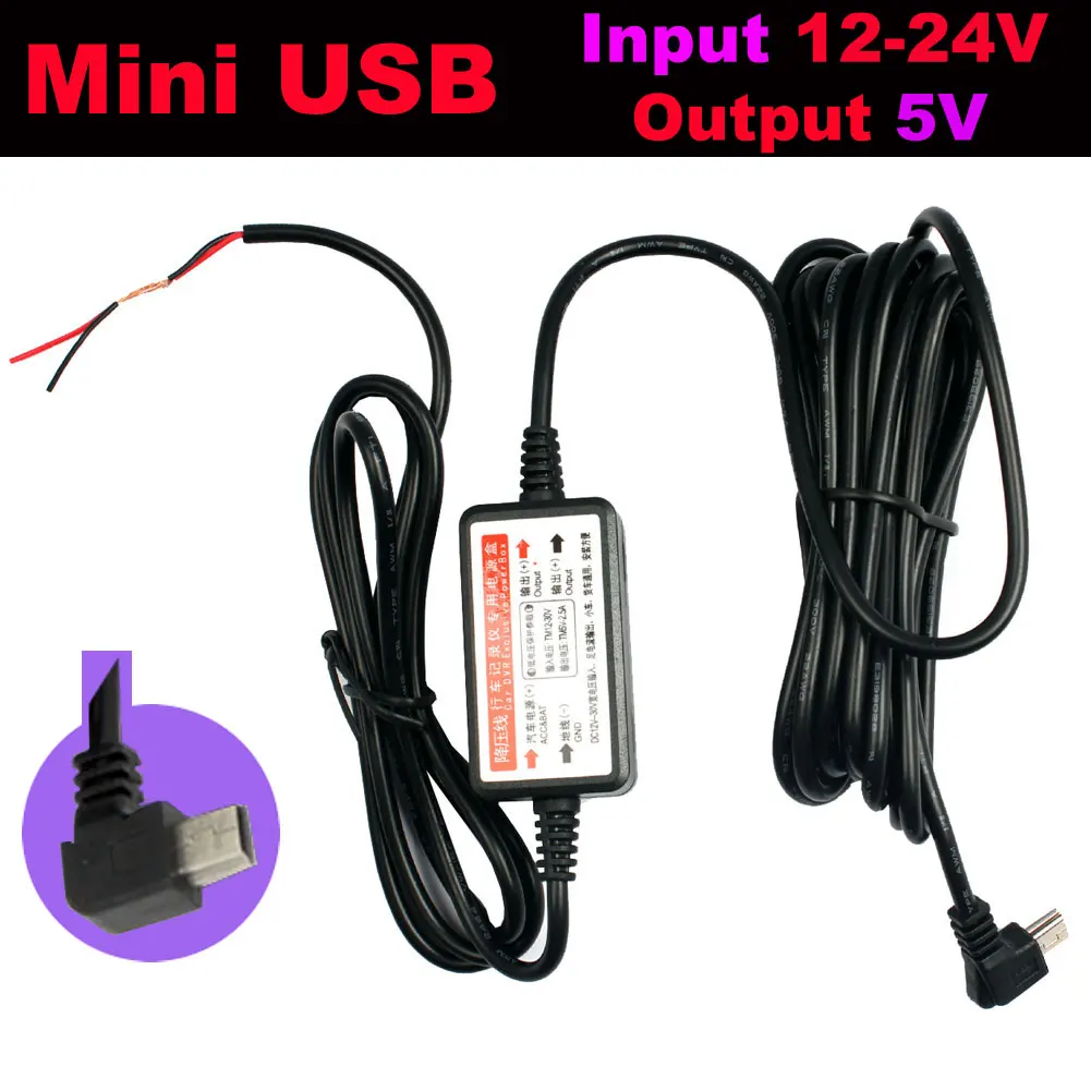 Car Auto Mini USB Charger In-Car Power Supply for Dashcam DVR GPS E-Dog Cell Phone Hard-Wired Tablet Charger 12V 24V to 5V Truck