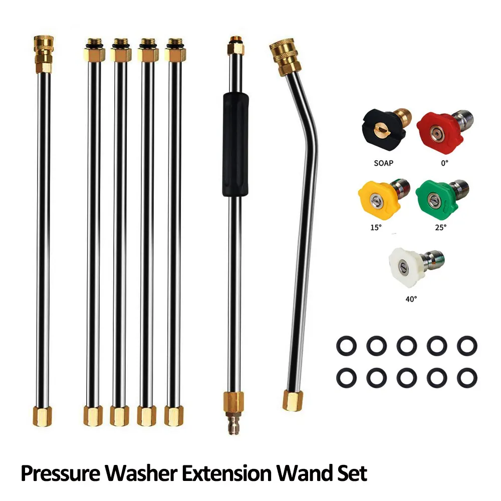 Pressure Washer Wand Extension Set Replacement Lance 90 Inch 1/4 Inch Quick Connect With 5 Spray Nozzle Tips