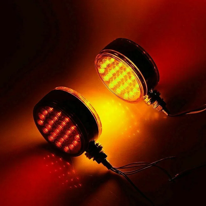 2Pcs 48 2835 SMD LED Double Face Single Stud Mount Side Marker Reflective Sealed Light Fit For Most Truck UTE Trailers Caravans