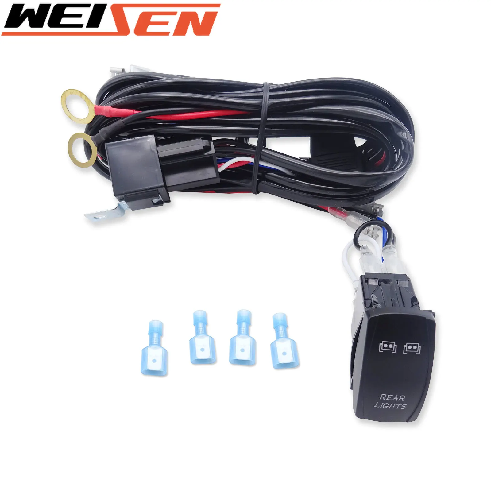 For Polaris Ranger 900 2 LEAD 16 Wiring Harness Rear Light Rocker Switch Universal For Car Truck Work Light UTV Accessories
