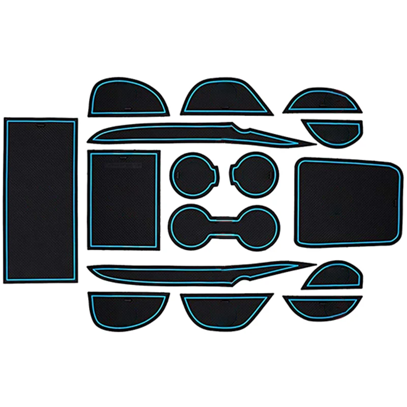 for Toyota Prius and Prius Prime 2016-2018 Custom Fit Cup Holder, Door, and Center Console Liner Accessories 16-Pc Set (Blue Tri