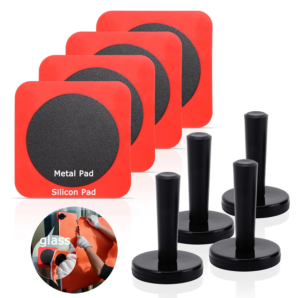 EHDIS 4pcs Car Accessory Magnet Holder Silicon Metal Adsorbed Pads Vinyl Film Wrap Strong Gripper Window Glass Tint Fixing Tools