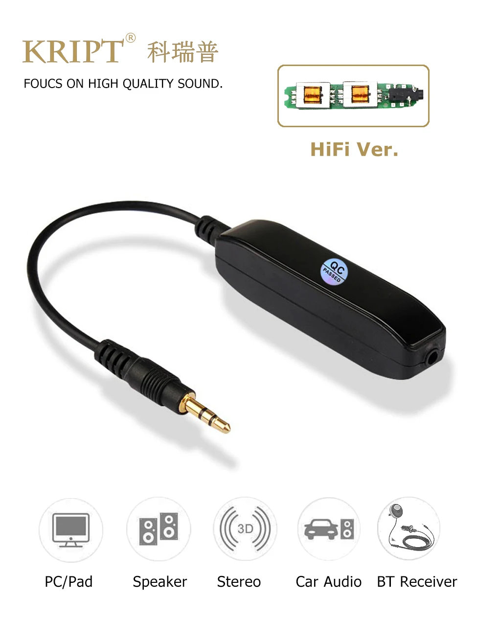 KRIPT HIFI Ground Loop Isolator for Audiophile Car Noise Filter Eliminate the Buzzing Noise Completely with 3.5mm Audio Cable
