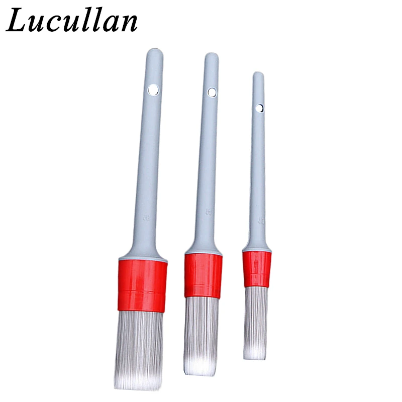 Lucullan Super Soft Synthetic Bristle Detailing Brushes Set PP Handle For Wheels,Tires, Engine Bay, Leather Seats, Door Panels