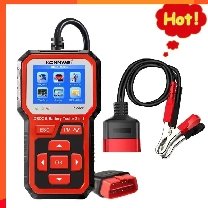KW681 OBD2 Scan Code Reader 2 In 1 Car Battery Tester Professional Automotive Scanner Circuit Battery Tester Car Diagnosis Tool