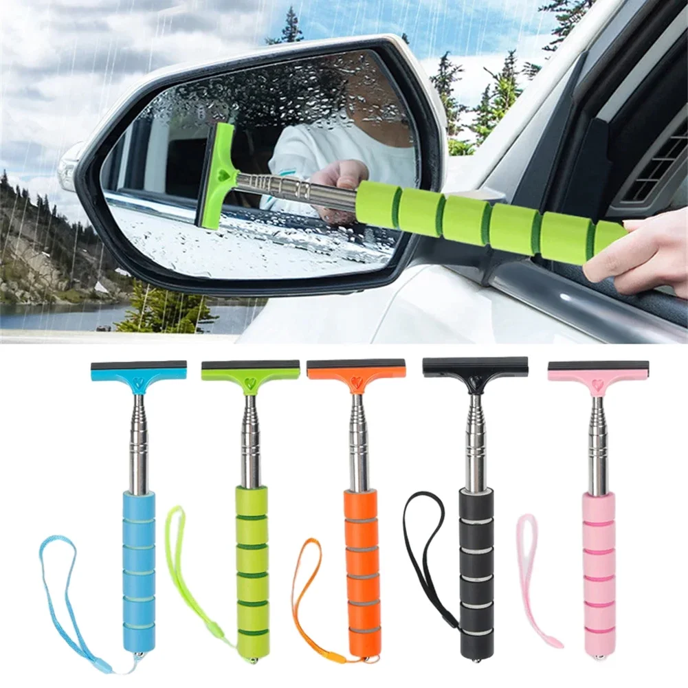 Portable Rainy Glass Window Cleaning Tool Wiper Telescopic Handle Car Side Mirror Squeegee Telescopic Rearview Mirror Squeegee