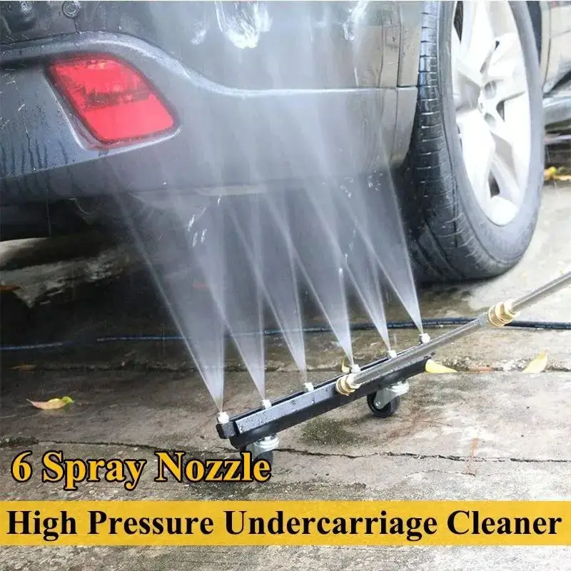 Pressure Washer Car Chassis Cleaner, 6 Nozzle Garden Cleaner 4000 PSI Water Broom Cleaning Kit Swivel Wheel Mobile Car Wash Tool