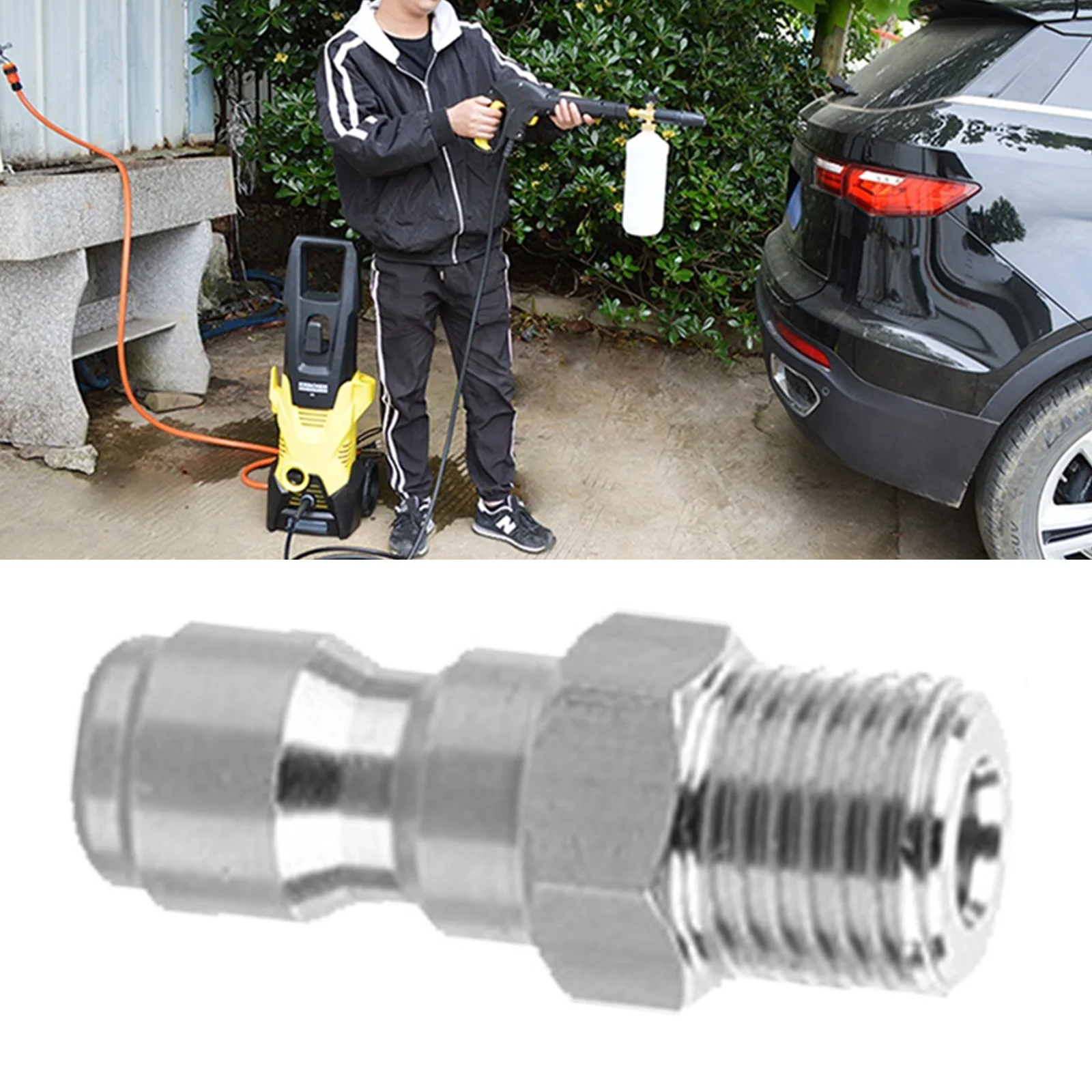 Pressure Washer Snow Foam Quick Plug Connector 1/4 Inch To Spray-Gun Wand Lance Adapter Quick Disconnect Release Fitting