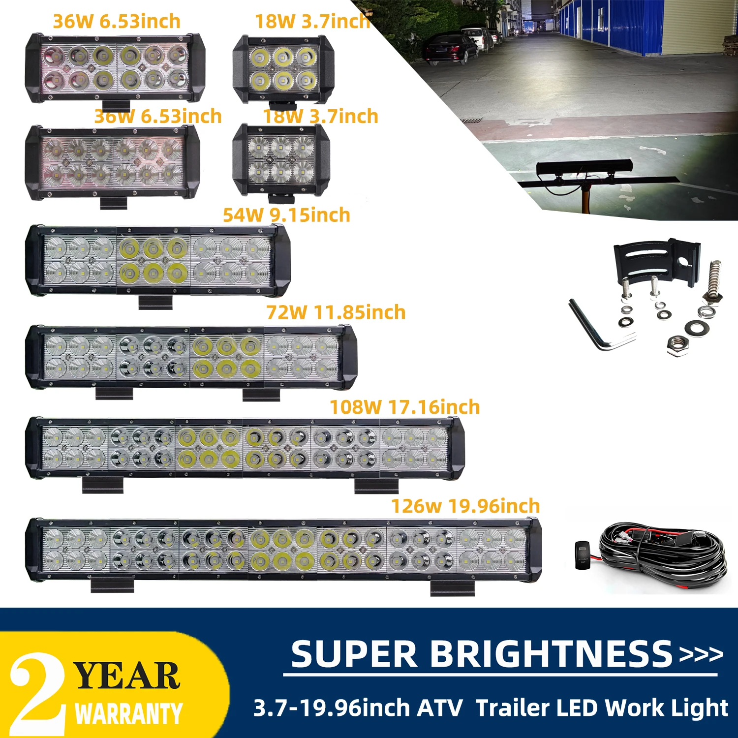 4-22in 18W-144W Double Row 7D LED Light Work Bar ATV Led Bar Combo Led Light Pods for UTV Moto Truck SUV 4x4 OffRoad 4WD 12v 24V