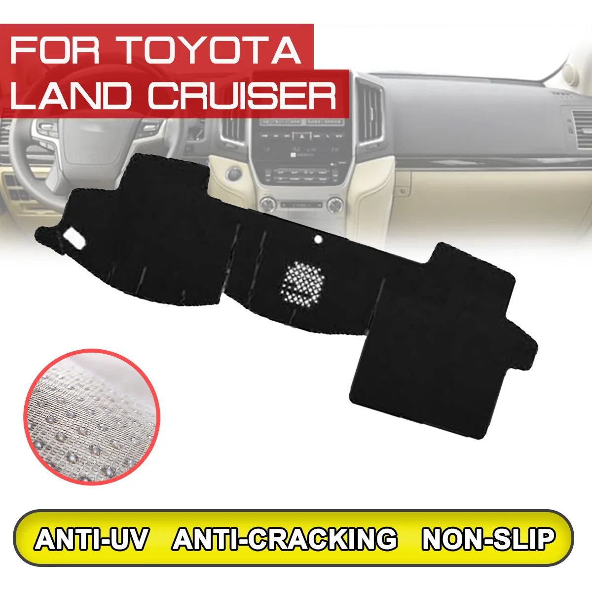 for Toyota Land Cruiser Car Dashboard Mat Anti-dirty Non-slip Dash Cover Mat UV Protection Shade
