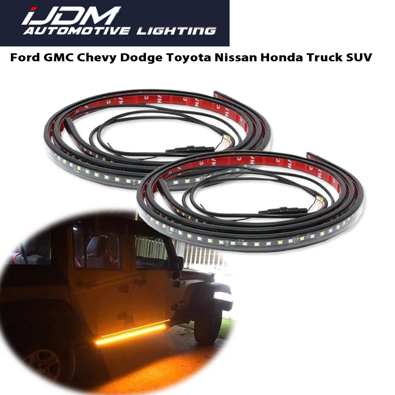 White & Amber Dual-color 60" flexible LED Truck Running Board/Step Ambient Strip Lights For Chevrolet Dodge Ford GMC Jeep etc