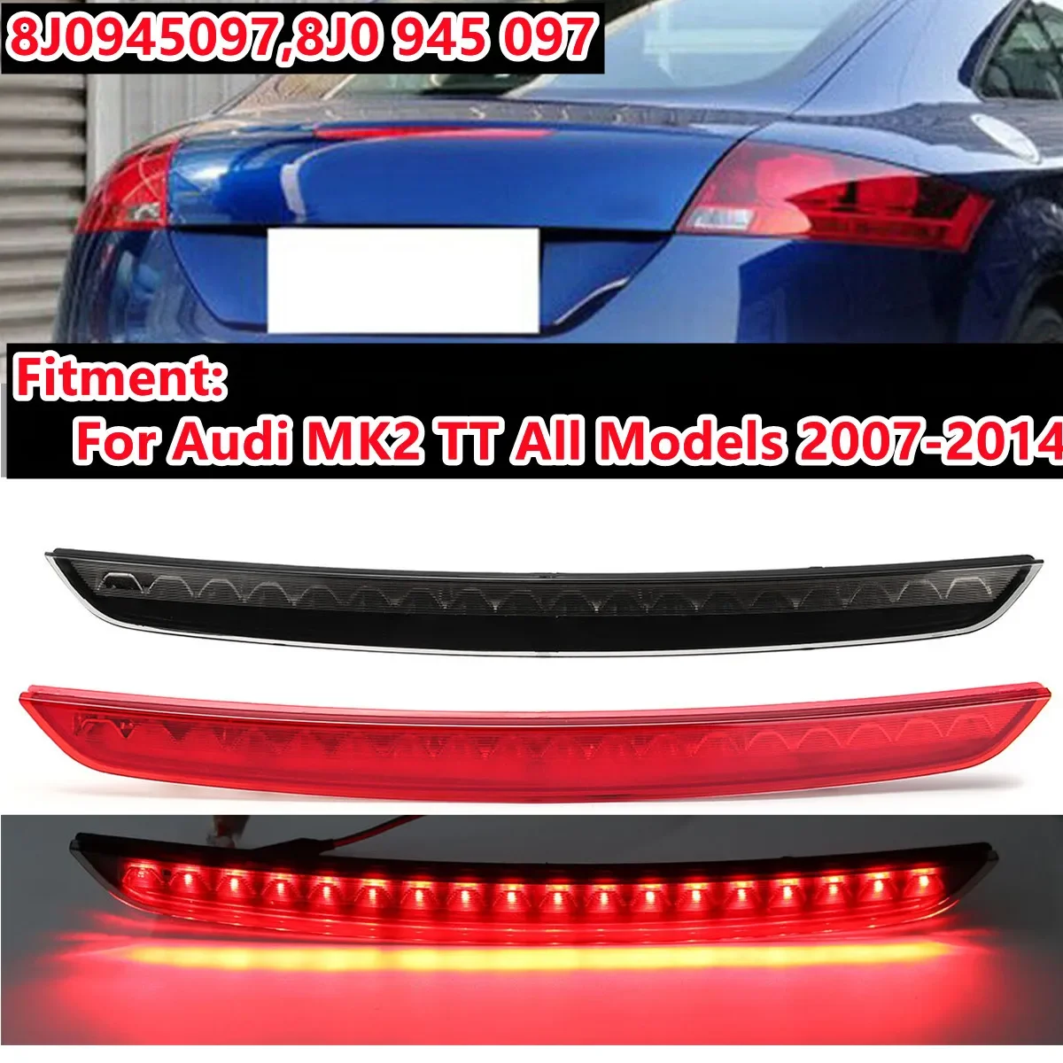 Red/Smoked Brake Light For Audi TT MK2 Third Brake Light Rear Brake Tail Light Car LED High Level Stop Lamp 2006-2014 8J0945097
