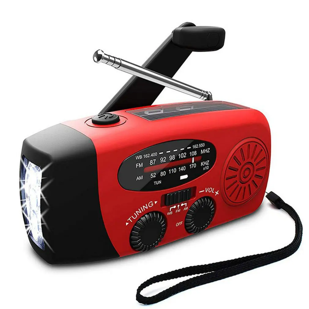 USB Radio Multifunction Solar Hand Crank Dynamo Powered AM/FM/NOAA Weather Radio Emergency Rescue LED Flashlight Mobile Power
