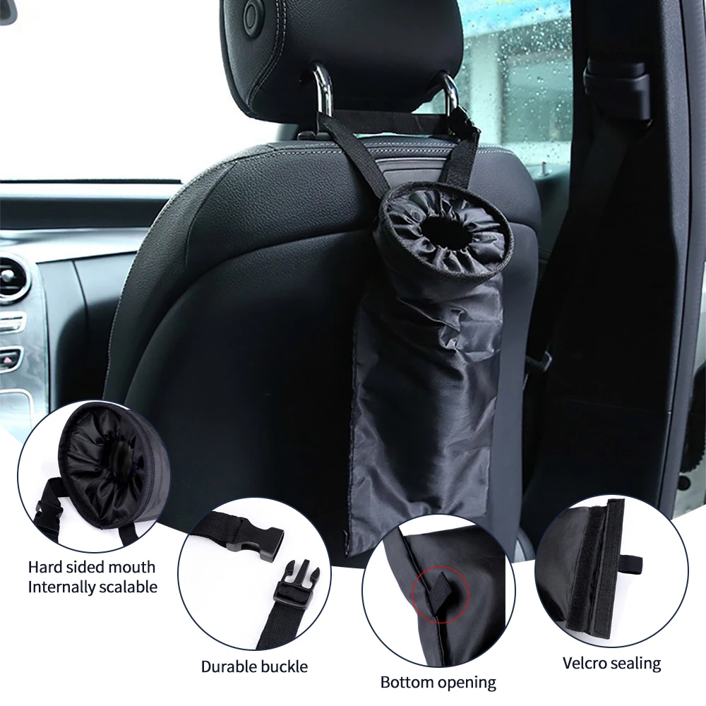 Portable Car Seat Back Trash Holder Hang Litter Bag Garbage Storage Rubbish Container Oxford Cloth Car Waste Bins Cleaning Tools
