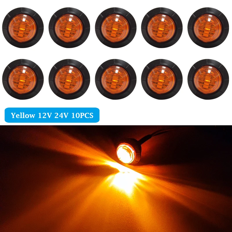 10PCS Camion 24V LED Side Marker Indicators Light LED 12V Bullet Lamp 3/4"for Scania Truck Accessories Truck Trailer Tail