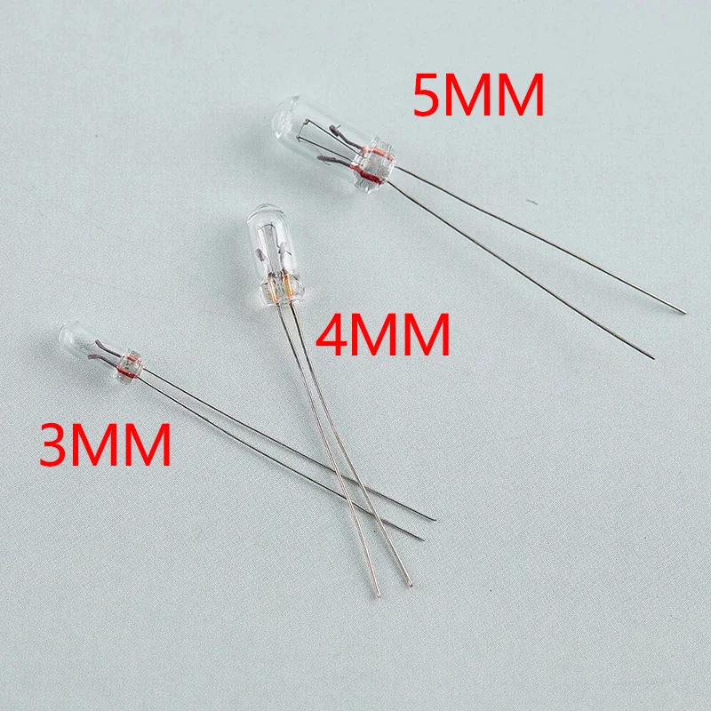 10/25/50pcs/lot Miniature 0.07A 3mm 4mm 5mm 3V/6V/9V/12V/24V Mini Lamp Light Bulb Edison Incandescent Filament Rice