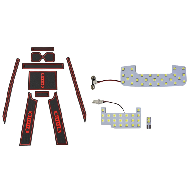 9 Pcs Car Non-Slip Gate Slot Pad Cup Holder Mats & 1 Pcs Car White LED Interior Reading Lamp Bulb Dome Map Light