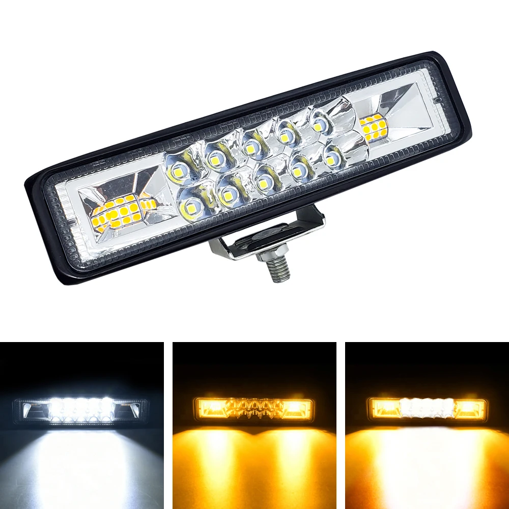 double color flashing strobe led fog lights Spot Flood Beam Headlight 6inch 48w LED Working Light bar For Atv Suv Truck Trailer
