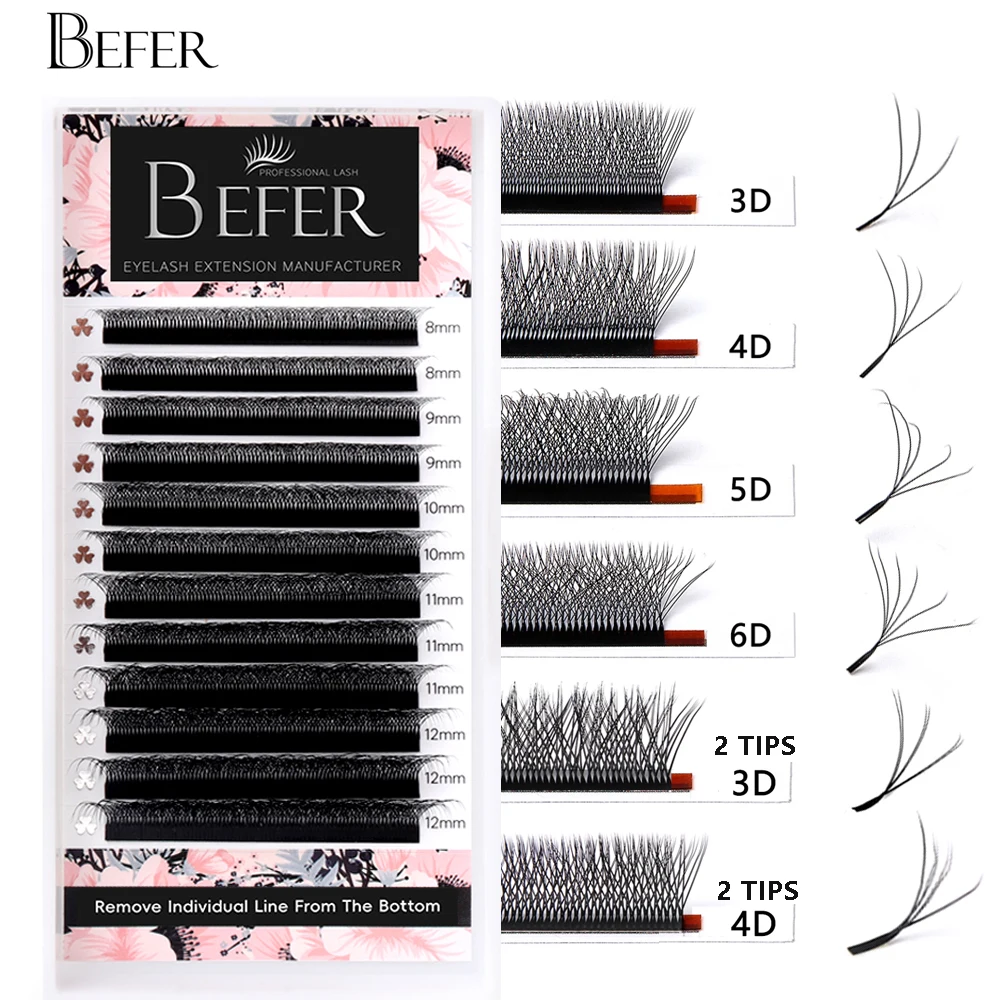Befer Cilios YY/3D/4D/5D/6D W Shaped Fake Eyelashes Extension Technologic Fiber High Quality Soft Natural Professional Wholesale