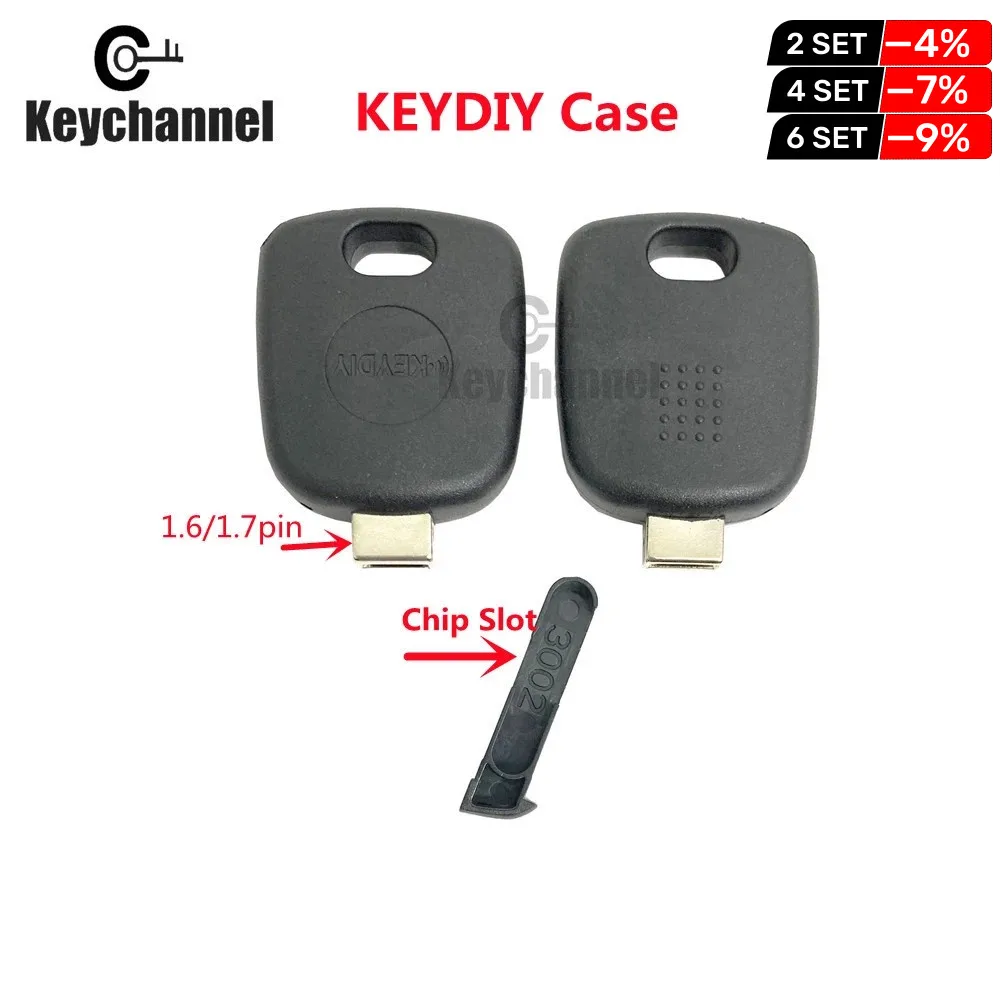 KEYCHANNEL 10pcs/lot OEM KD Transponder Key Car Key Case Spare Chip Key KD VVDI Blade Head With Chip Slot And 10Pins Free