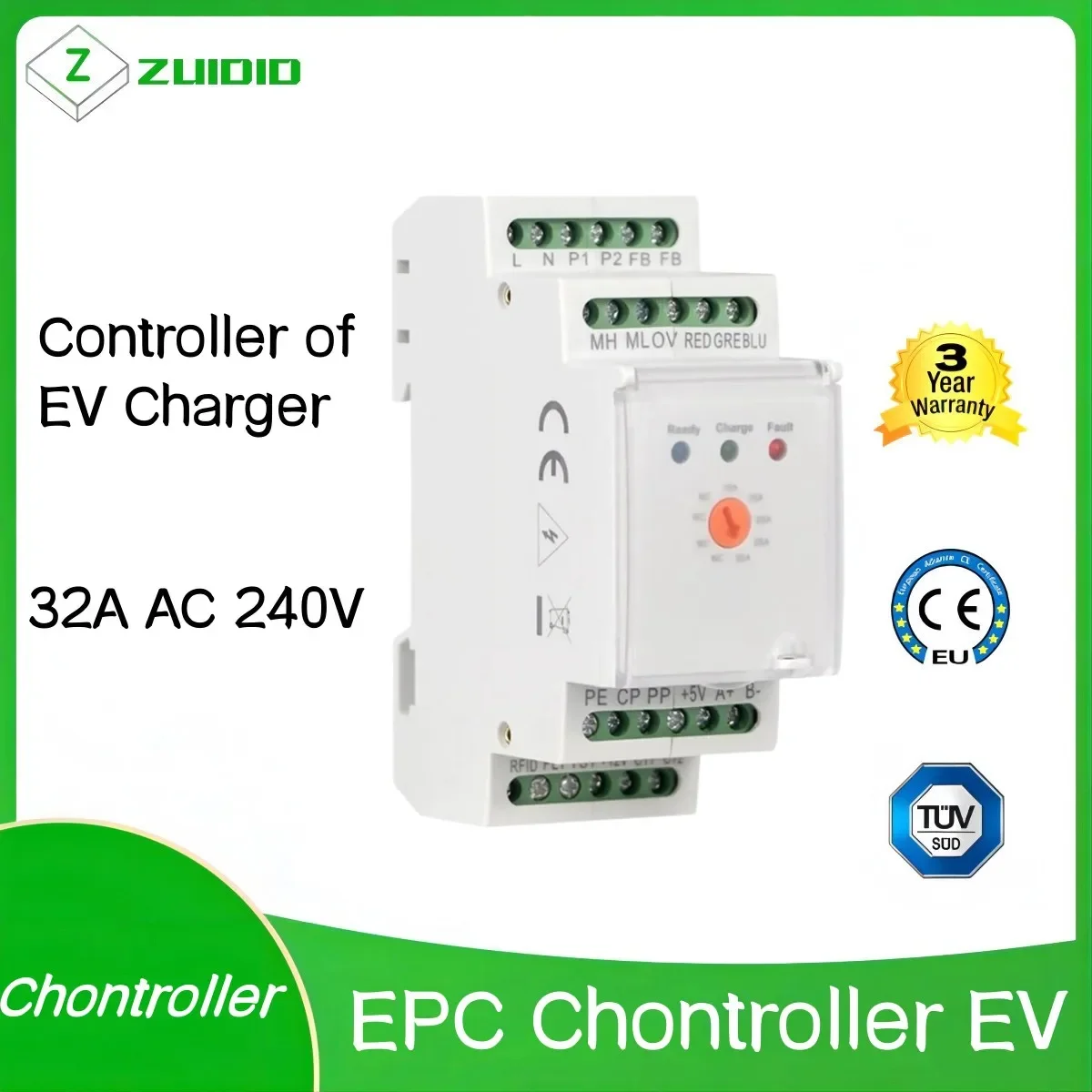 32A AC 240V EVSE EPC Controllers Electronic Protocol Chontroller Smart Charger for EV Wallbox Type 2 Cable EV Charger Station